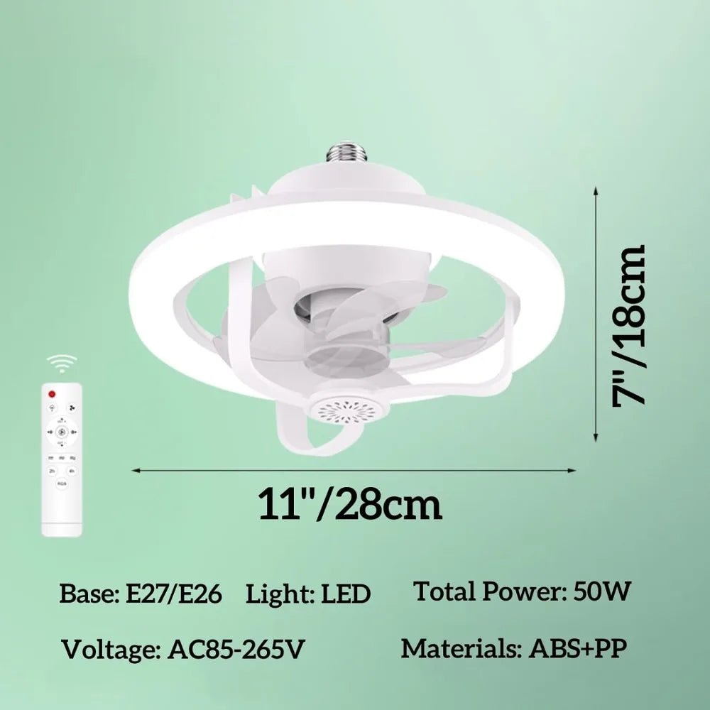 JOYINLED Fan Ceiling Light Fan Light Ceiling Fan with Lamp Remote Control, Quiet, Dimmable 360 Degrees for Living Room Bedroom