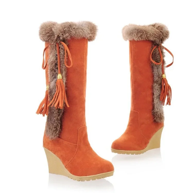 2024 New Wedge Long Women Boots Australia Women's Shoes Platform Plush Winter Footwear Ladies Booties Thigh High Heels High Sexy