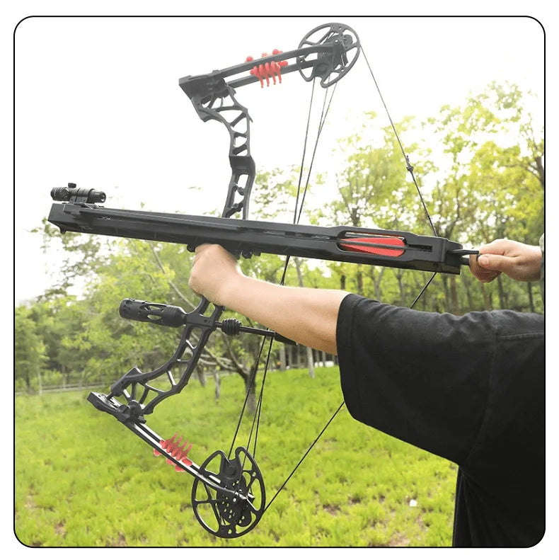 Powerful Slingshot Compound Bow Metal Hunting Catapult Continuous Fire Accessories Steel ball and Arrow for Fishing and Shooting