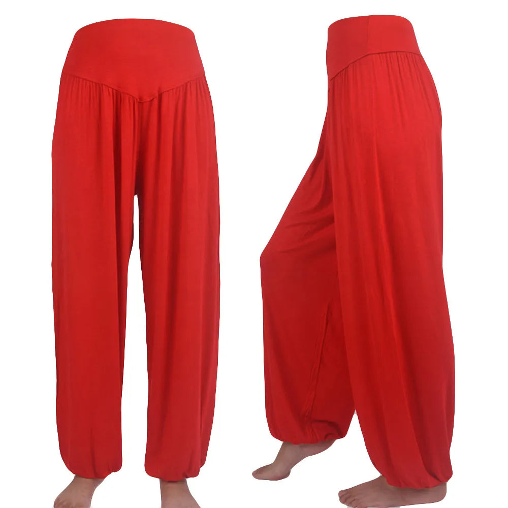 Women Elastic Loose Dance Yoga Pants Gym Workout Trousers Commute Sweat Pants High Waisted Female Clothing Calça Feminina