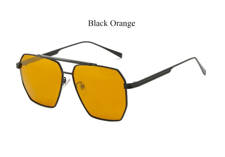High Quality Square Polarized Sunglasses For Women Retro Oversized Double Bridge Sun Glasses Men Luxury Big Metal Goggle Shades