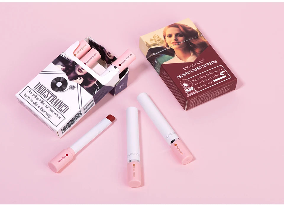 4PCS/Set Matte Long Lasting Waterproof Creative Cigarette Lipstick Set Matt Lip Stick Tube Nude Red Velvet Lip Tint Makeup