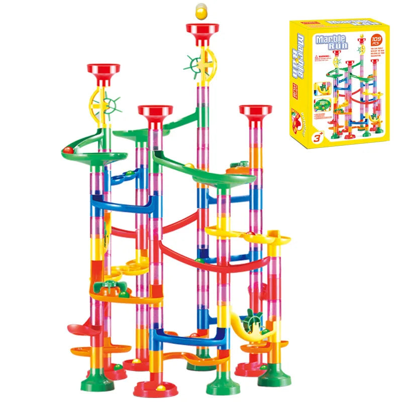 Marble Run Race Track Building Blocks Kids DIY Maze Ball Roll Toy Marble Run Race Coaster Set Marble Slide Pipes  Puzzle Toys