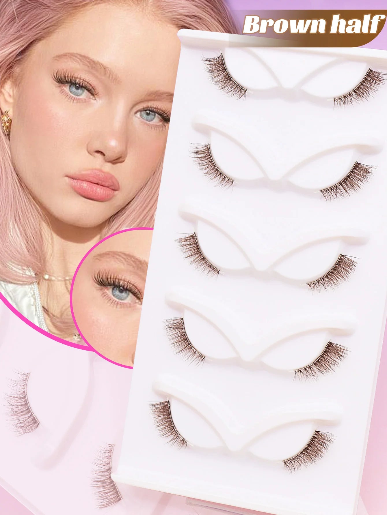 5/7/10 Pairs brown DIY Lashes Natural Clear Eyelash Volume Natural Eyelashes Soft Cross Cat Lashes Extended Outer Corner Eyelash