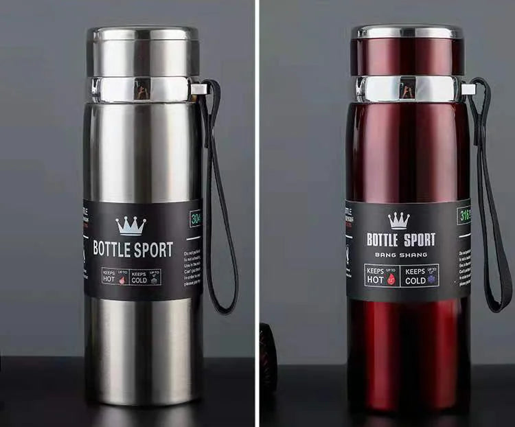 Vacuum Insulated Thermos Water Bottle with Wide Mouth Cup, BPA-Free Stainless Steel Water Bottles Flask for Cold & Hot Drink