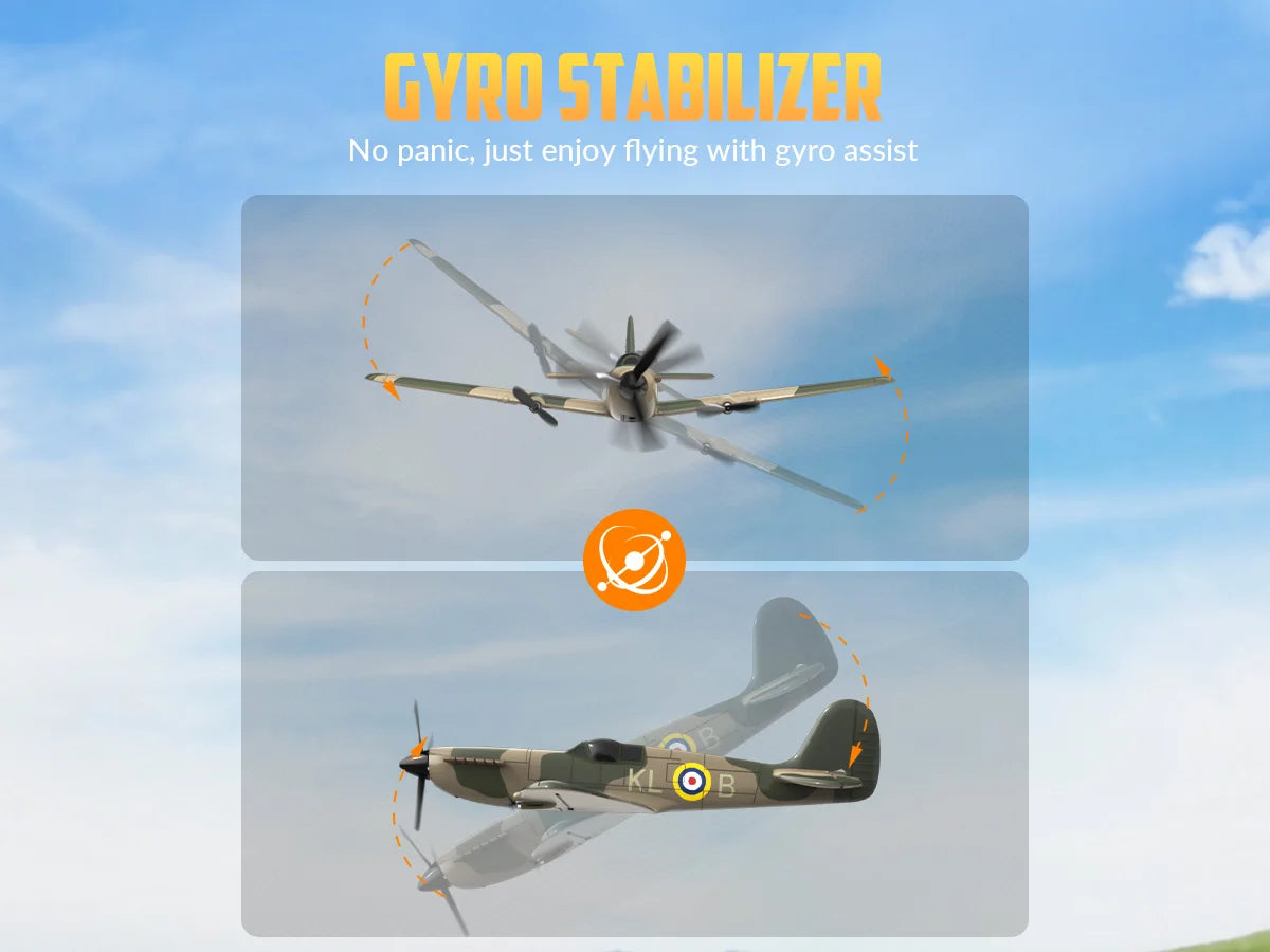 Spitfire RC Plane 2.4G 3CH Gyro Stabilizer Fixed Wing EPP Foam 400MM Wingspan Airplane RTF Fighter for Boys Children