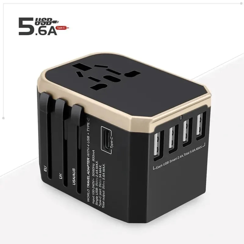 Travel Smart Adapter International Plug Adaptor Wall USB Type C Charger AC Power US EU UK AU for iPhone iPad Android Tablet