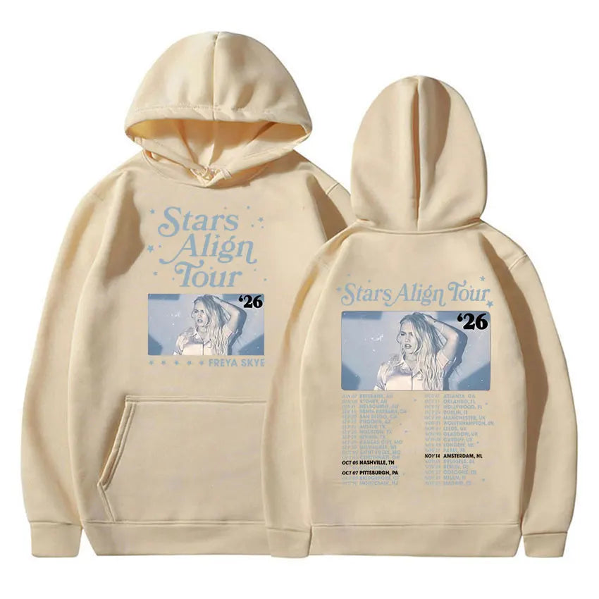 Freya Skye Stars Align Tour 2026 Print Hoodie Men Women Fashion Oversized Vintage Sweatshirt Fleece Clothing Long Sleeve Hoodies