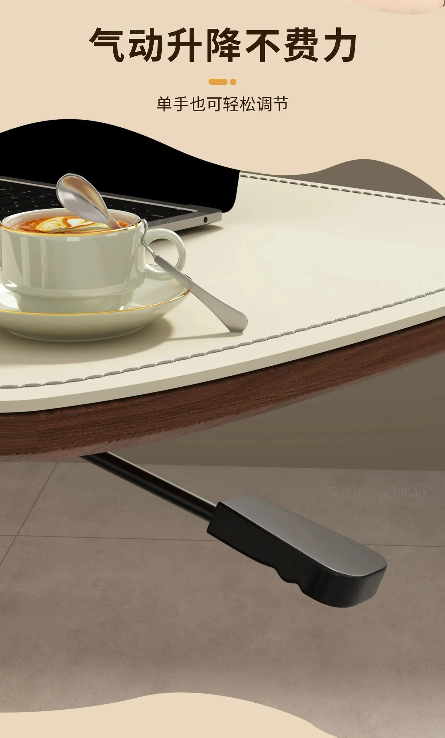 Fixed rotating lift, living room corner sofa coffee table office bedside table mobile air pressure computer table smallsidetable