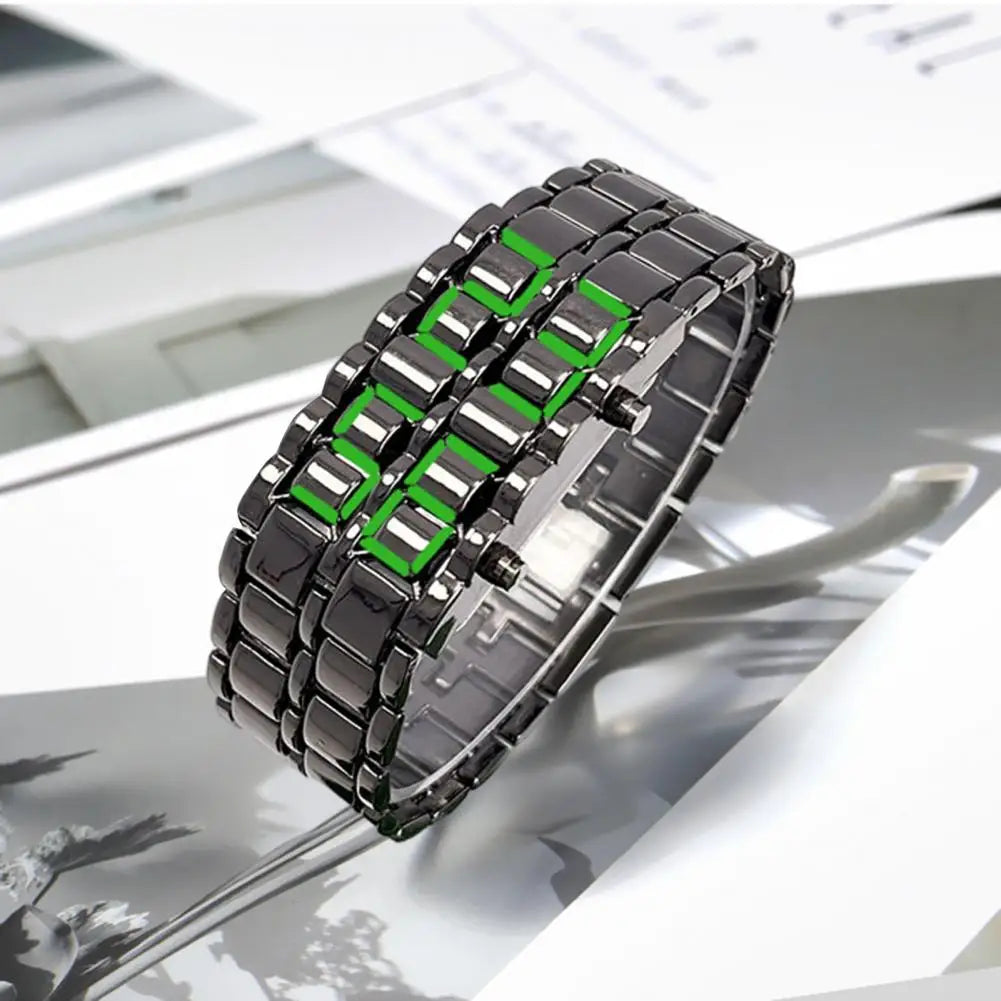 Men Digital Watch Large Screen Electroplated Men Watch Male Binary Steel Band Electronic Sport Watch Relogios Masculino