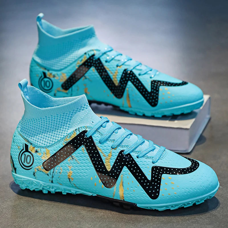 Adult Professional FG/TF Soccer Shoes Non-Slip Long Spike Football Boots Young Kids High Ankle Cleats Grass Soccer Sneakers ﻿