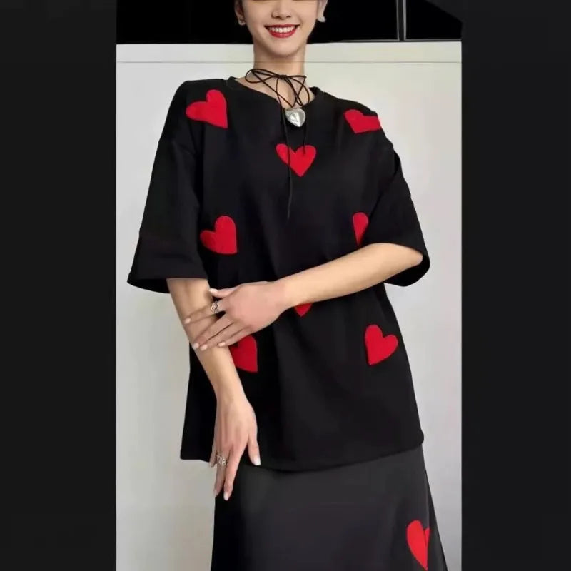 Summer T shirt Women Luxury Designer love printing Loose Oversized Top Women Clothes Korean Fashion T-shirt Pure cotton