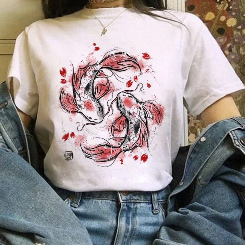 Japanese Anime T Shirts Women T-shirts Harajuku Ullzang T-shirt Cartoon Aesthetic Vintage Shirts for girls 90s Top Tees