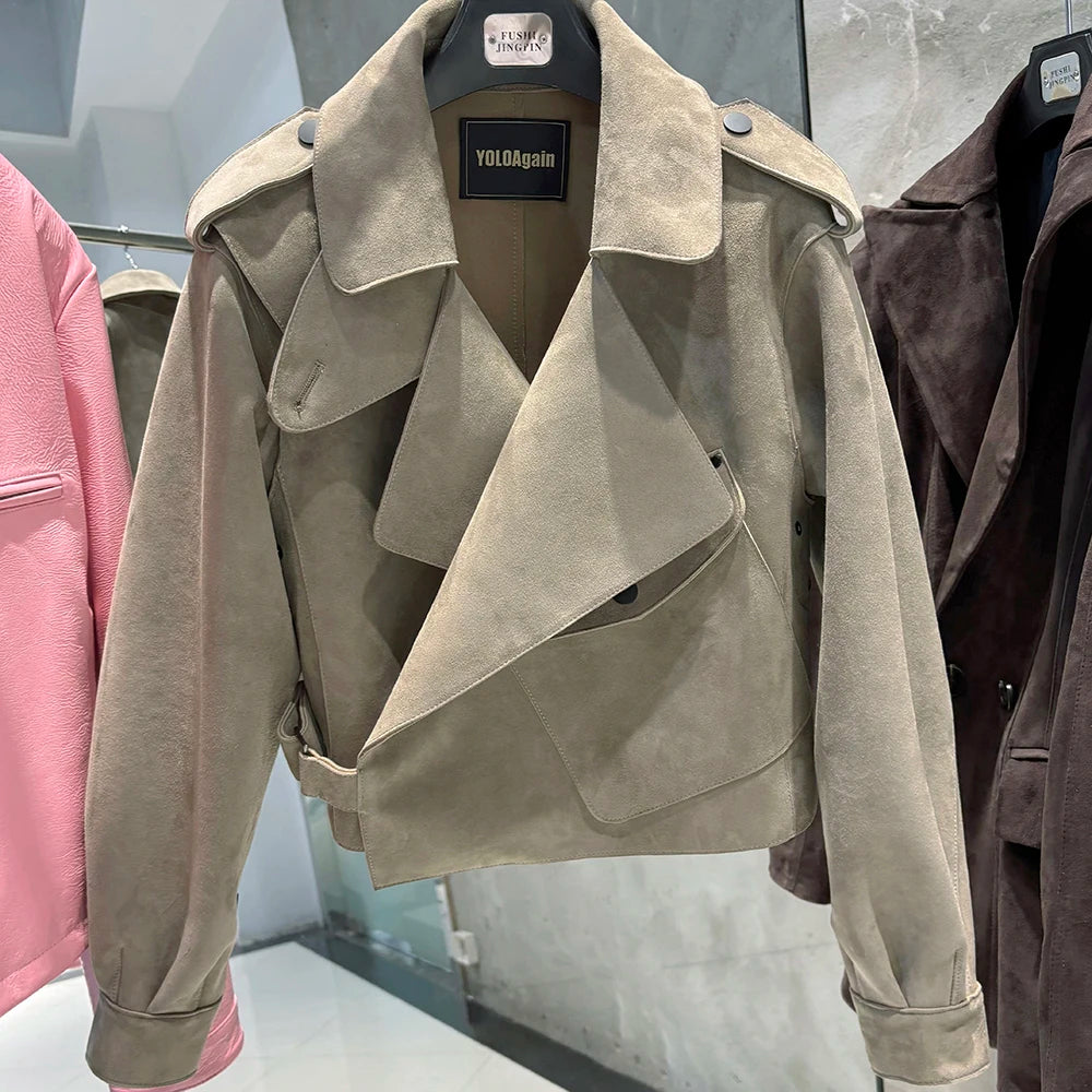 YOLOAgain Oversized Real Leather Jacket Women Sheepskin Coat