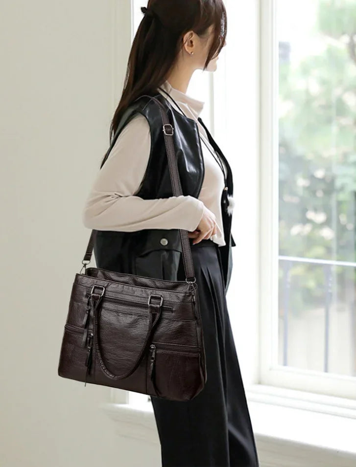 Elegant Handbags For Women High Quality Pu Leather Top-Handle Bags Purse Ladies Shoulder Crossbody Bag Casual Tote bolso purses