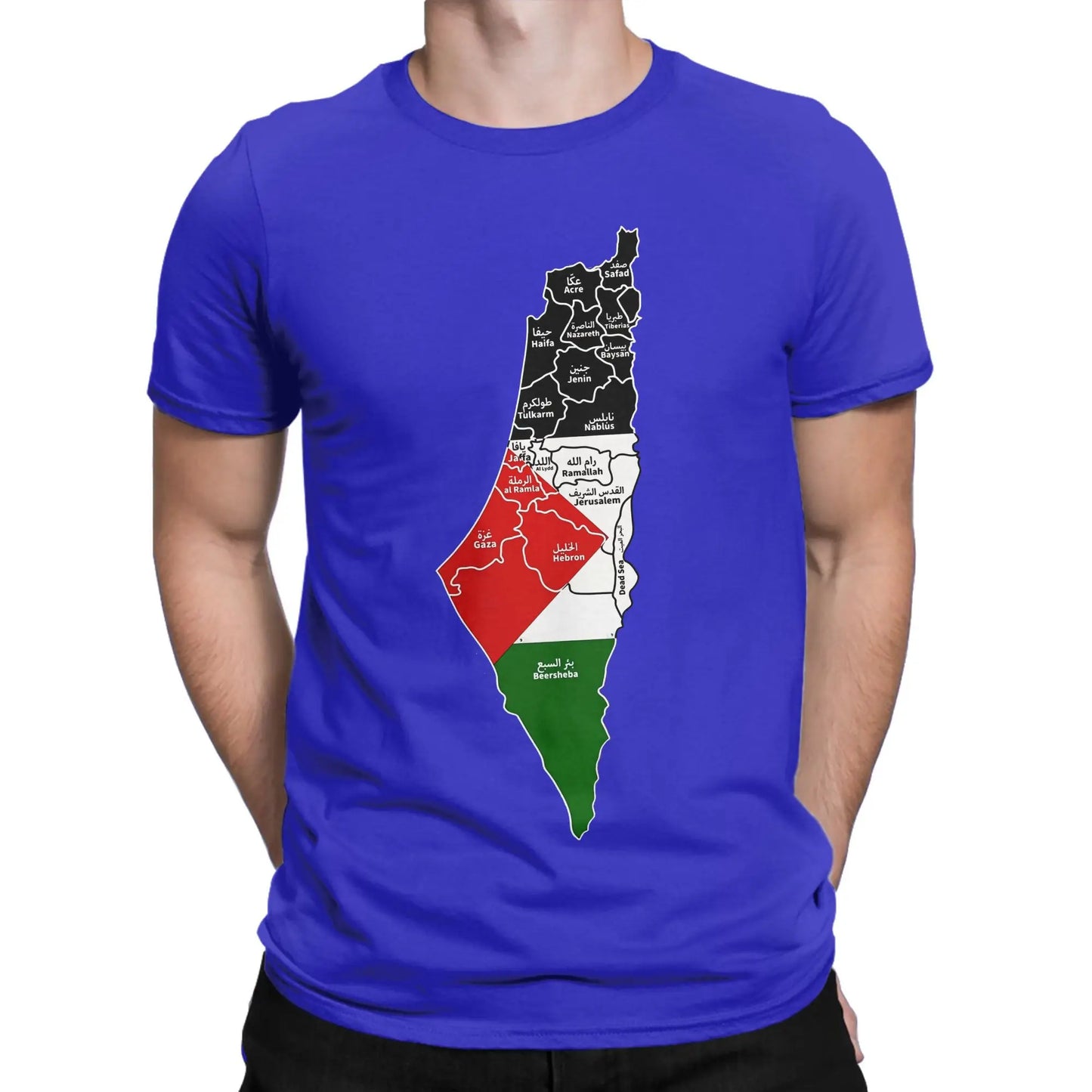 Palestine Map T Shirt for Men Cotton Vintage T-Shirts Round Collar  Tees Short Sleeve Clothes Gift