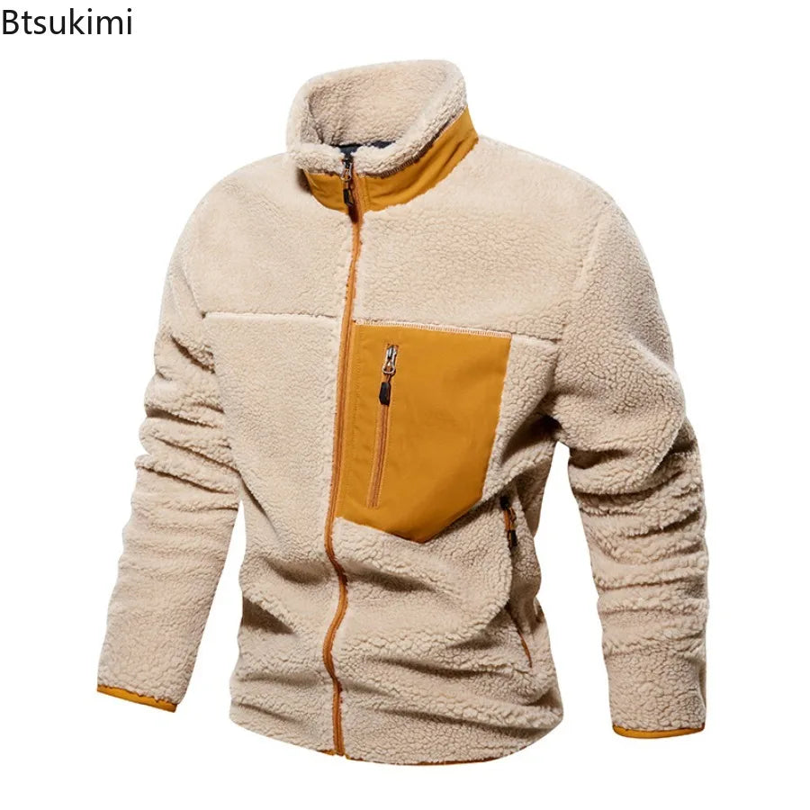 Winter Imitation Lamb Wool Jackets Men's Outdoor Sweater Cashmere Jacket Windproof Coldproof Warm and Comfortable Coats for Men