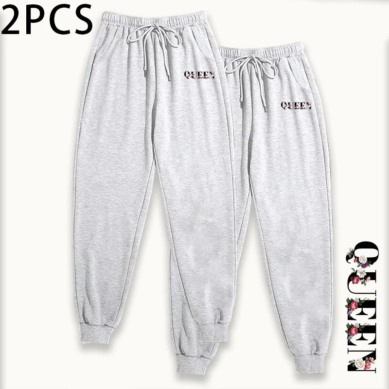 Womens Jogging Pants 2 Piece Set High Waist Sweatpants Fall Winter Lounge Wear Comfort Fit Yoga Casual Trousers 2packs Bottoms