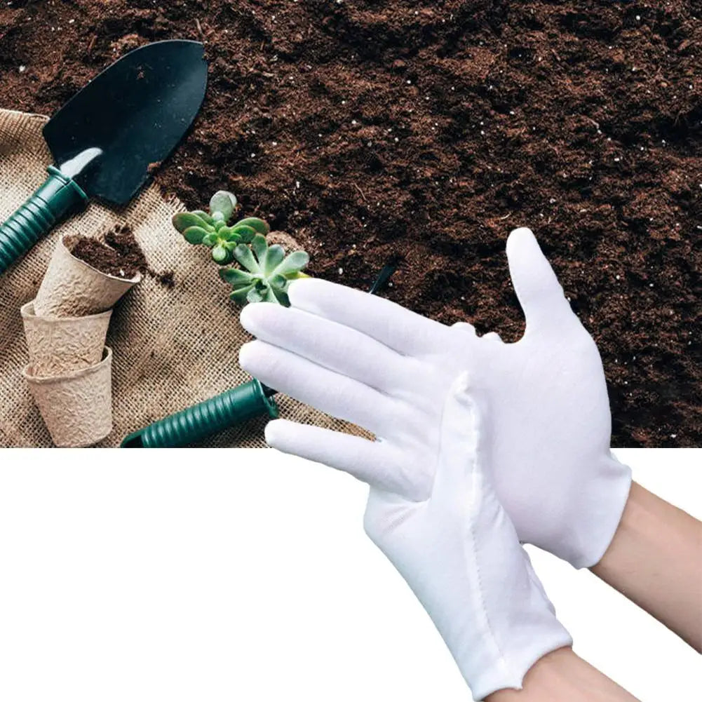 12 Pairs Cotton Gardening Gloves Wear-Resistant Ventilate Work Protection Antiskid Comfortable White Gloves Natural And Soft
