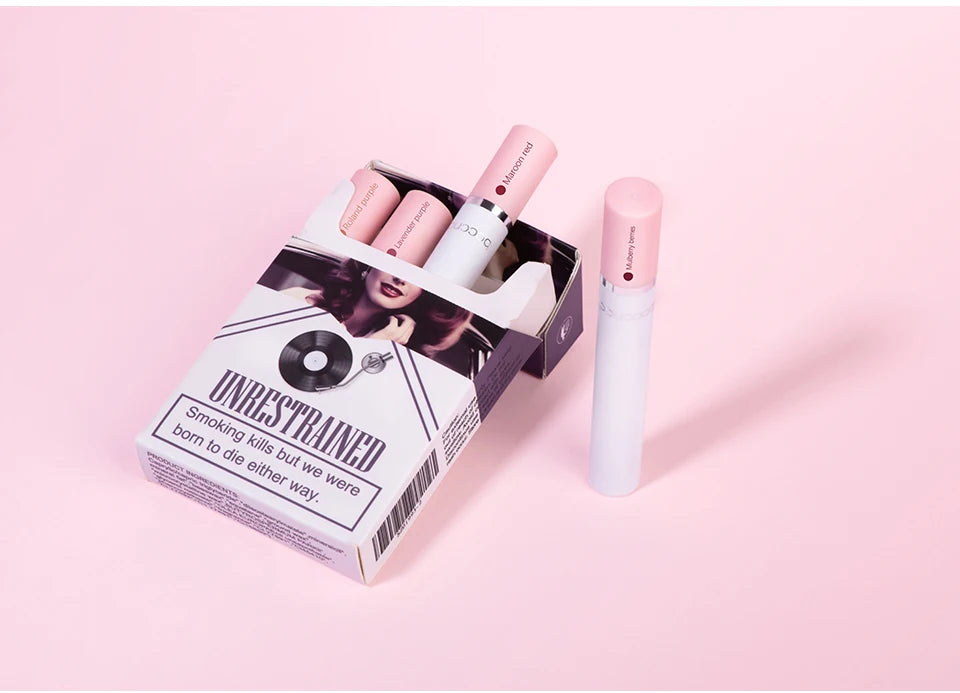 4PCS/Set Matte Long Lasting Waterproof Creative Cigarette Lipstick Set Matt Lip Stick Tube Nude Red Velvet Lip Tint Makeup