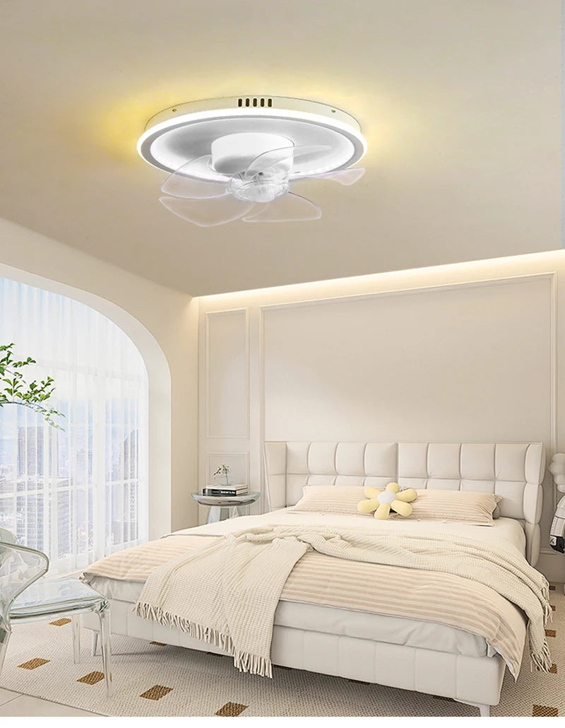 LED Ceiling Fan Lamp RGB Stepless Dimming Remote Interior Lighting Fixture Bedroom Living Home Decor Ceiling Fan With Light