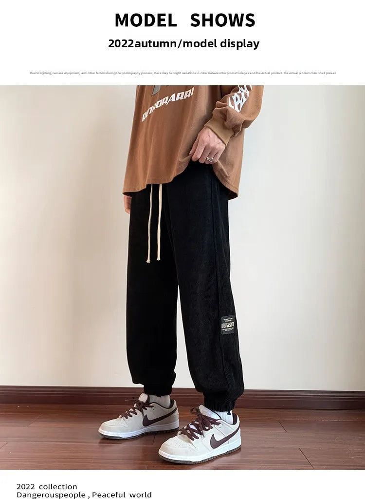 2025 New Men's Corduroy Casual Pants Autumn Winter Wear Resistant Dirt Proof Loose Fit Sport Style Trousers for Working