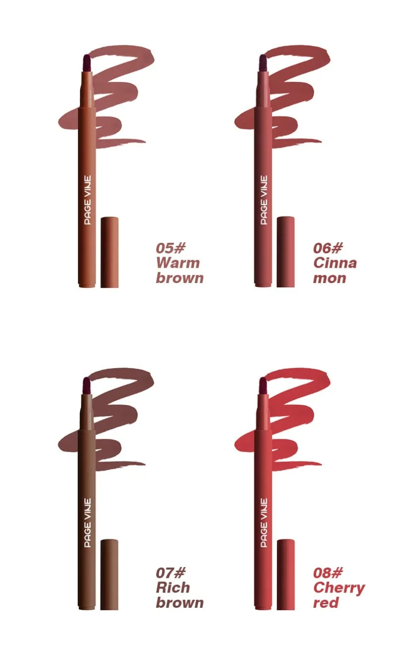 Matte Velvet Lipliner Pencil Red Nude Contour Tint Lipstick Waterproof Lasting Non-stick Cup Moisturising Lip Contour Pen Makeup