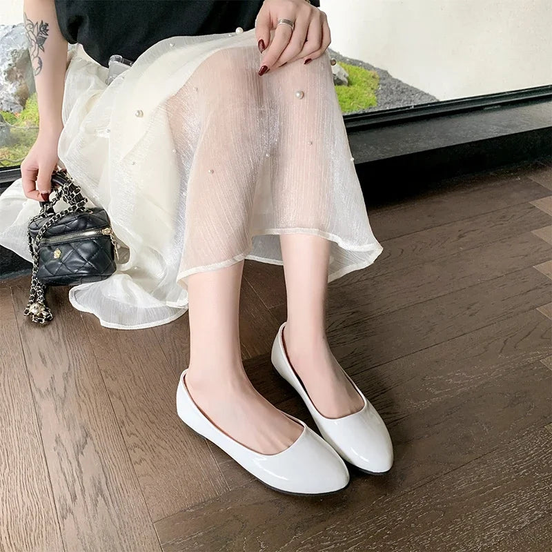 Ladies Formal Flat Shoes Spring Autumn Non-slip Women Black Causal Loafers Uniform Shoes Versatile Women's Ballet Leather Shoes