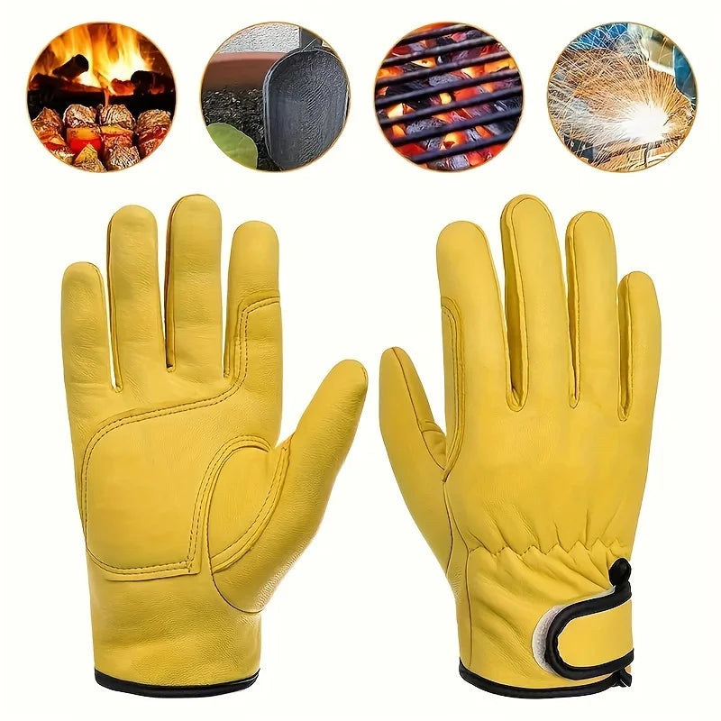 1 pair of work gloves, suitable for gardening, sports, motorcycles, and driving, finely processed with soft leather material