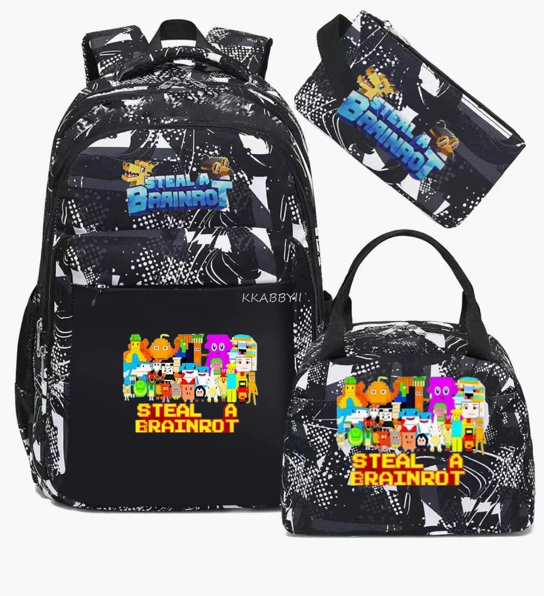 Steal A BrainRot Backpack with Lunch Bag for 67 Six Seven Teenagers Student School Bags Casual Comfortable Travel Set