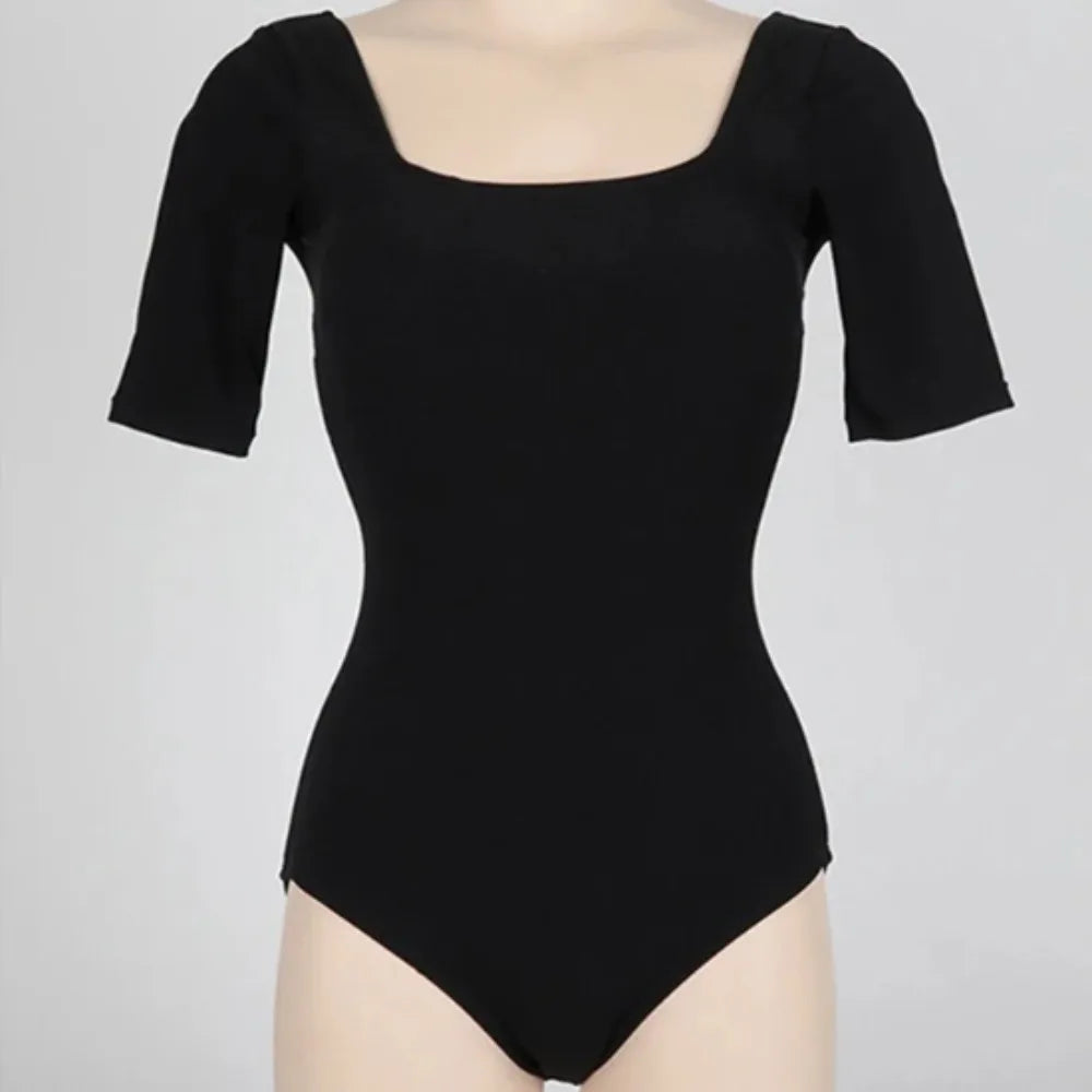 Ladies Bathing Suit Solid Color Hollow Out Swimsuit Slim Design High Waist Backless Swimsuit Mesh Cut Short Sleeve Swimwear Bath