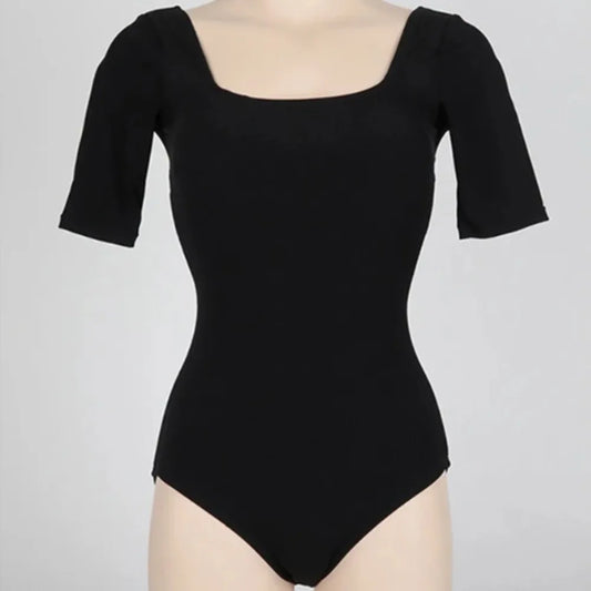 Ladies Bathing Suit Solid Color Hollow Out Swimsuit Slim Design High Waist Backless Swimsuit Mesh Cut Short Sleeve Swimwear Bath