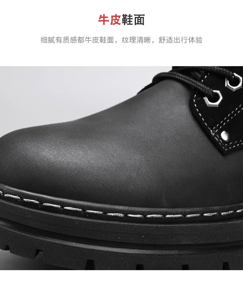 Fashion Men's Leather Shoes England Style Formal Shoes for Man Non Slip Ankle Boots Outdoor Waterproof Casual Tim Work Land Shoe