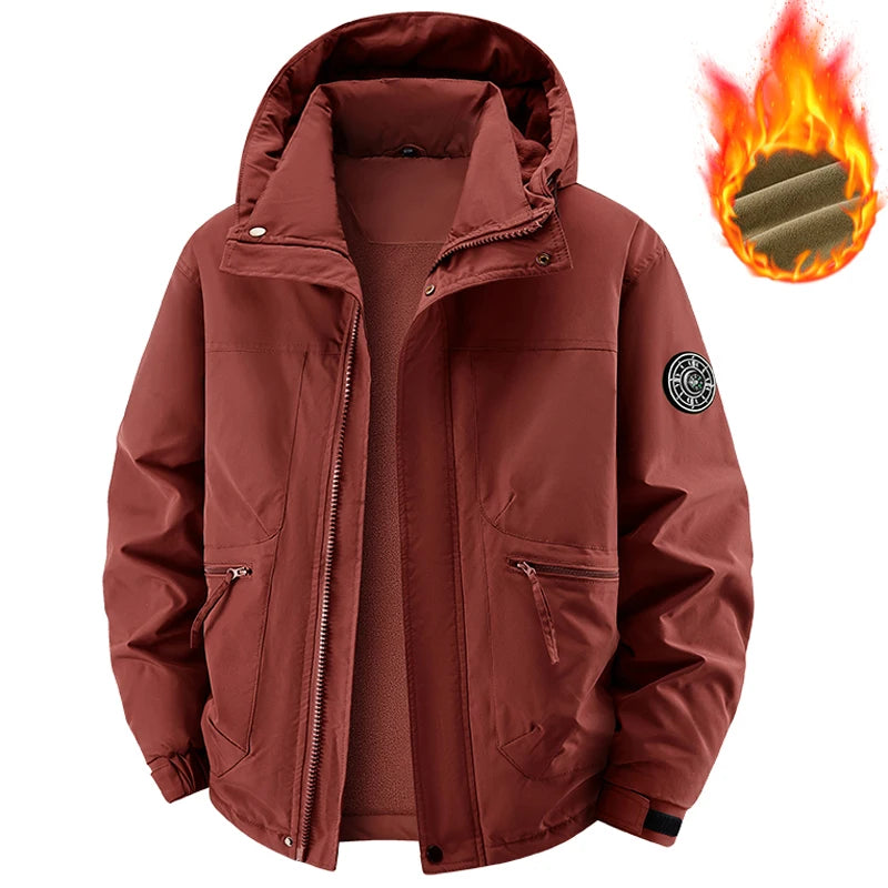 Winter Jacket Men Outwear Fleece Liner Warm Hooded Men multi-pocket Cargo Jacket Men Windproof Casual Hiking Coat Male Clothing