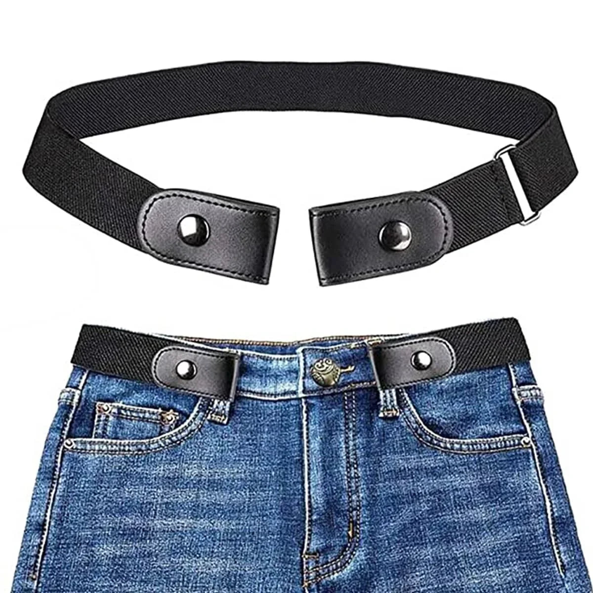 Buckle-Free Belt For Jean Pants,Dresses,No Buckle Stretch Elastic Waist Belt For Women/Men,No Bulge,No Hassle Waist Belt