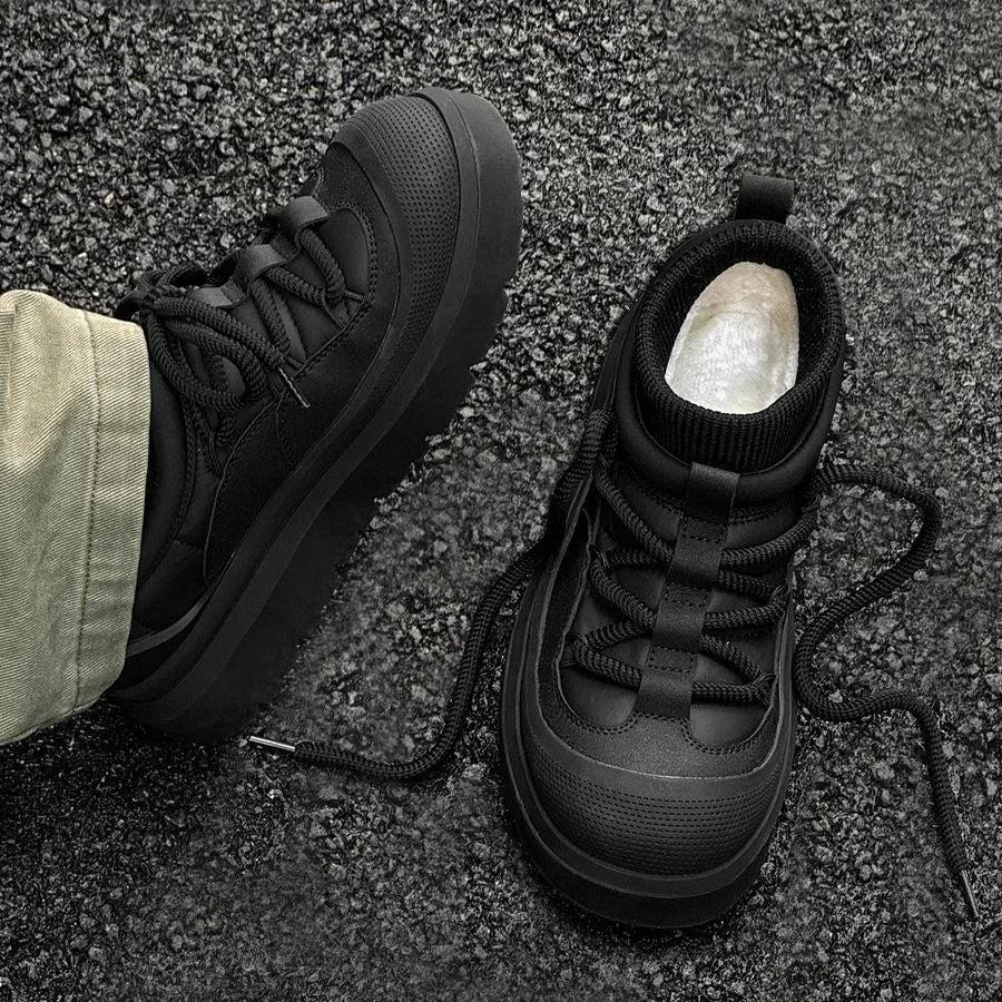Men's Snow Boots Autumn and Winter Thickened Fashion Casual Bakers Shoes Fur-Lined Thickened Warm Mid-Calf Cotton Shoes