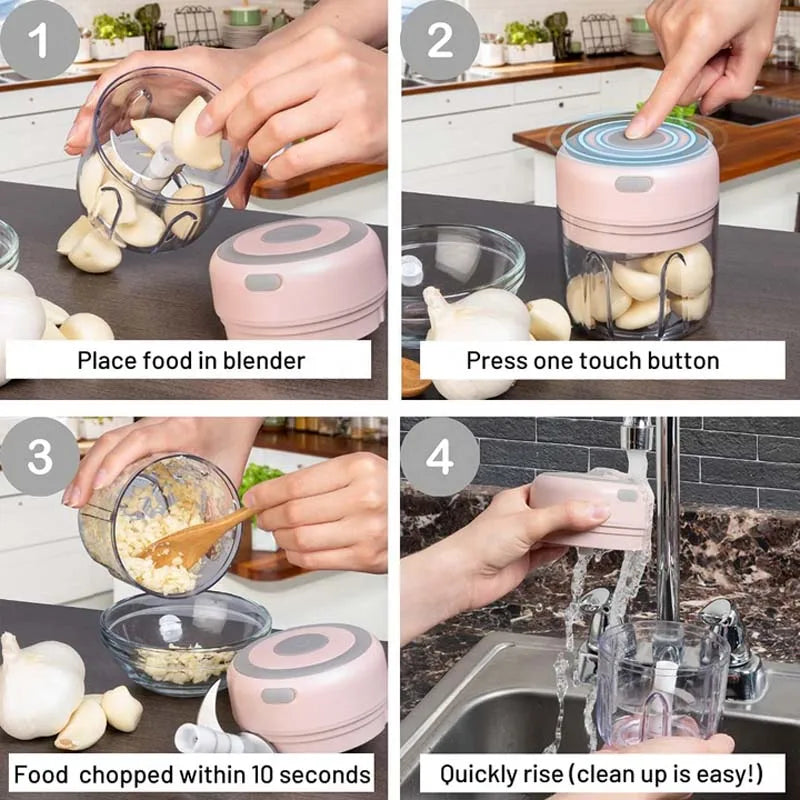 Automatic Electric Garlic Crusher Speedy Blender Usb Portable 250Ml Garlic Chopper Mini Cordless Food Chopper For Home Use