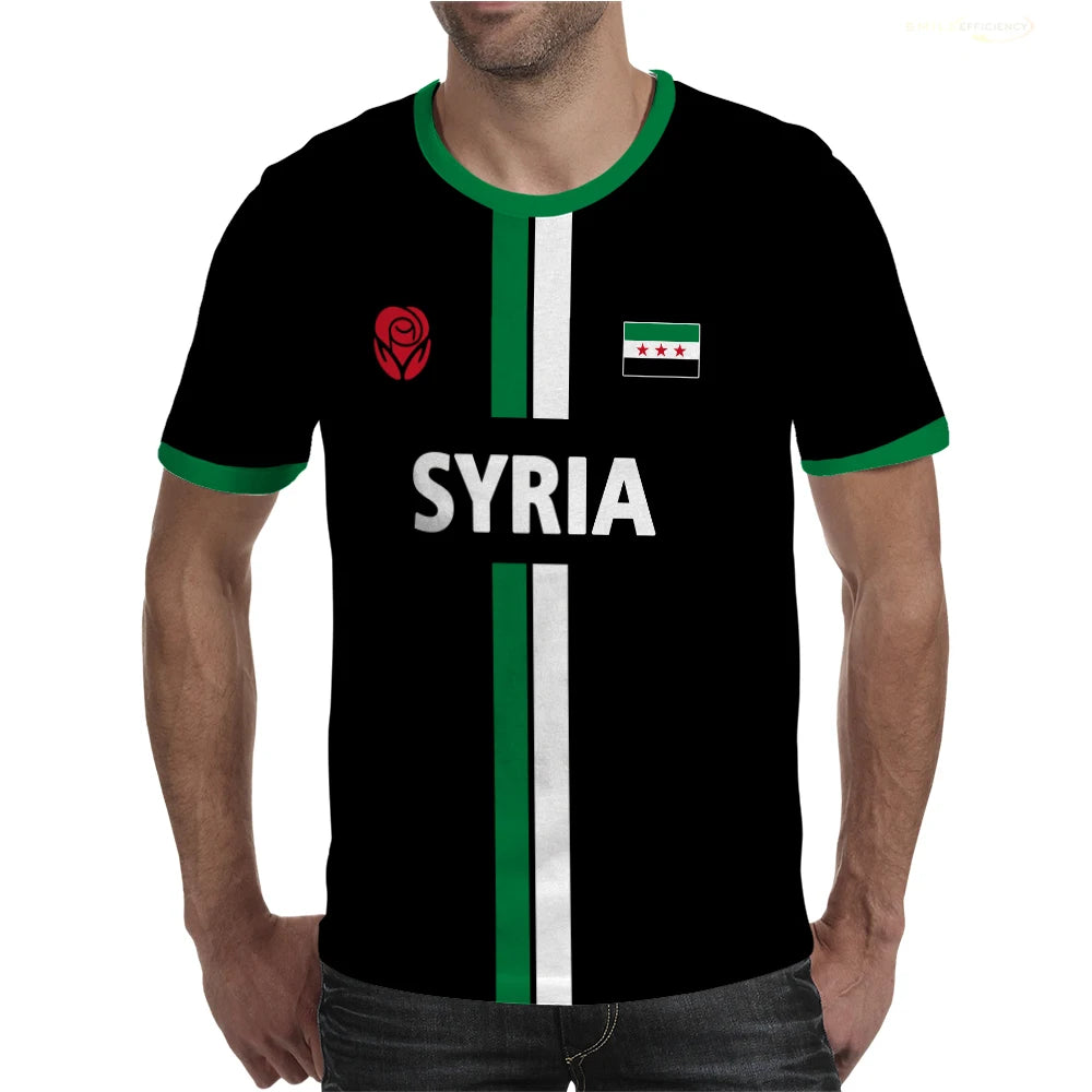 Syria Football T-Shirt Summer Sports Breathable Quick-drying Men's Tops Syrian Flag Map Print Short Sleeve Jersey Kid's Clothes