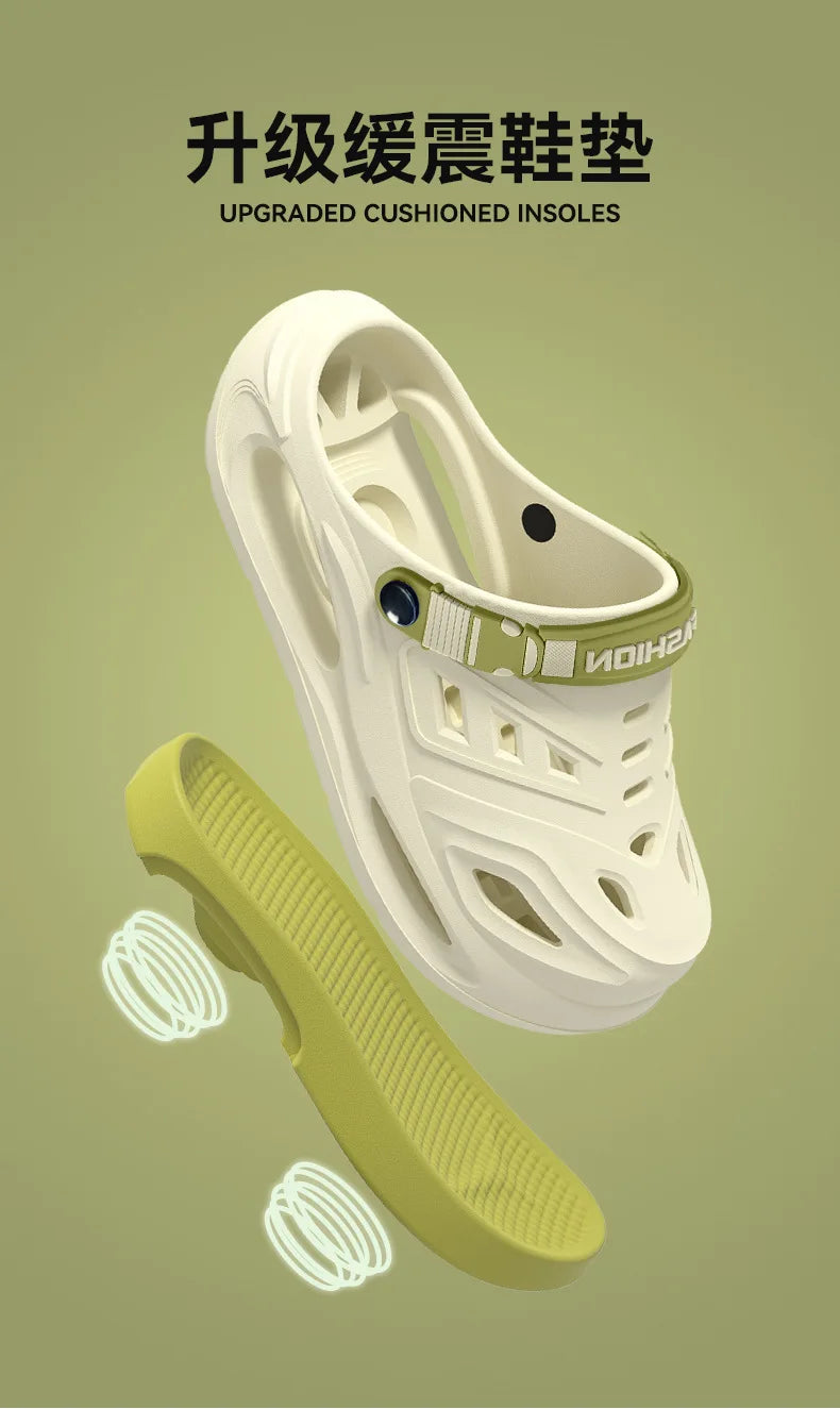 Arch support, anti slip, soft sole, wear-resistant cool slippers for wearing, thick sole breathable odor proof summer hole shoes