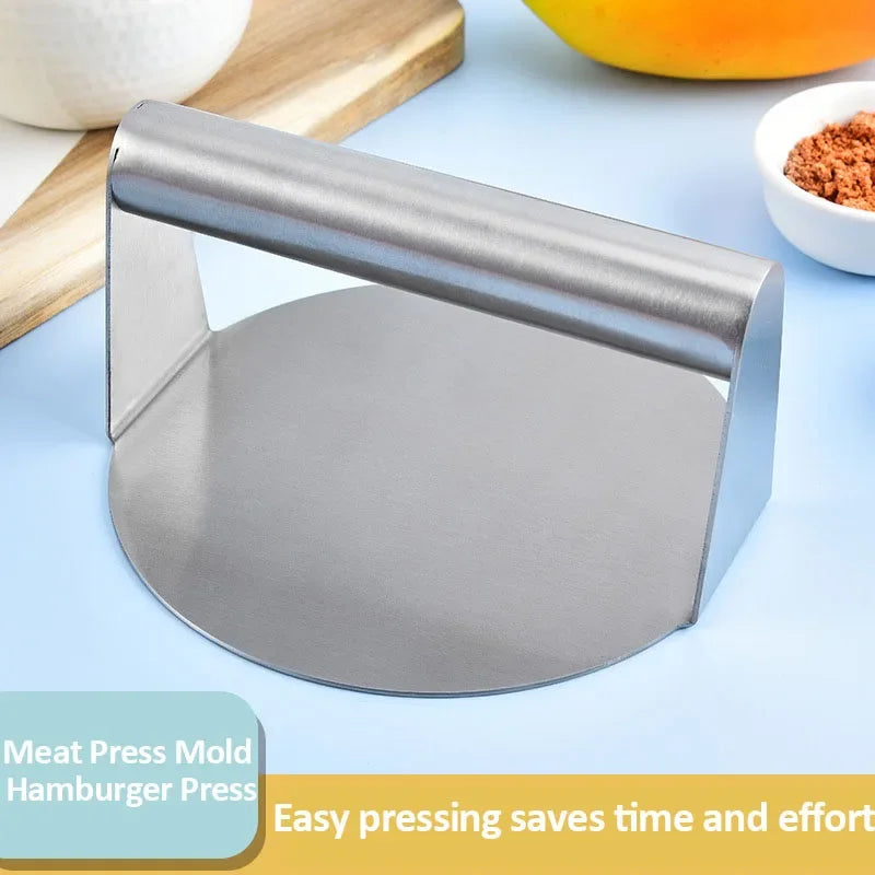 Stainless Steel Round Smash Burger Press Hamburger Patties Meat Press Mold for Deli Beef Press Plate Masher Kitchen Accessories