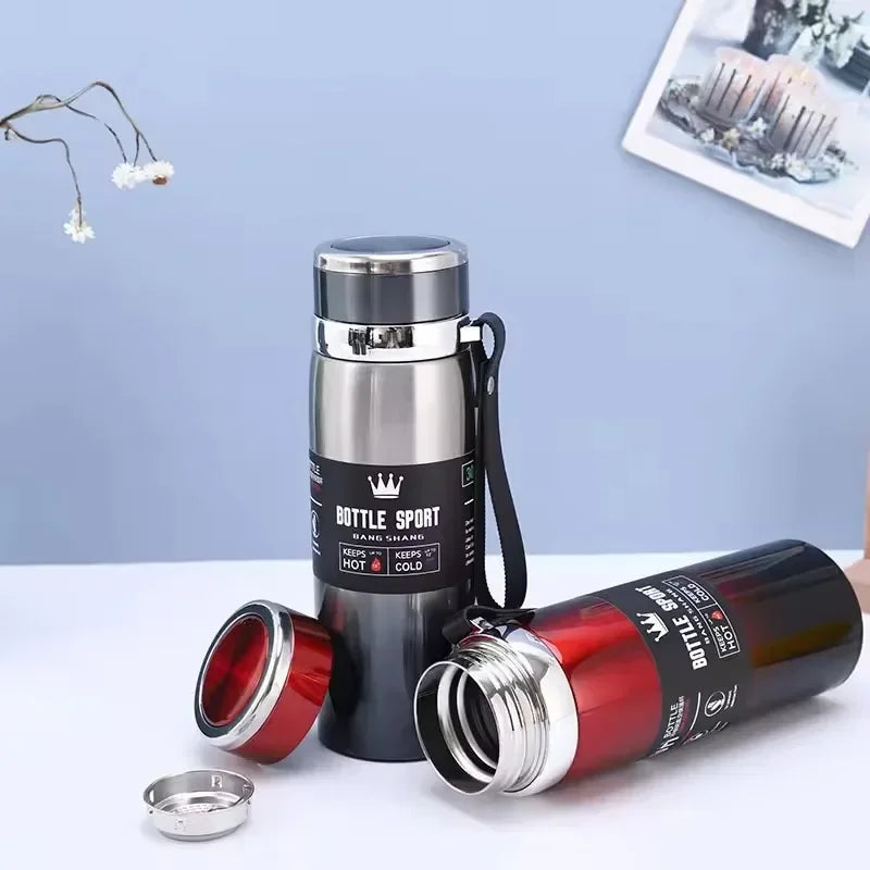 Vacuum Insulated Thermos Water Bottle with Wide Mouth Cup, BPA-Free Stainless Steel Water Bottles Flask for Cold & Hot Drink