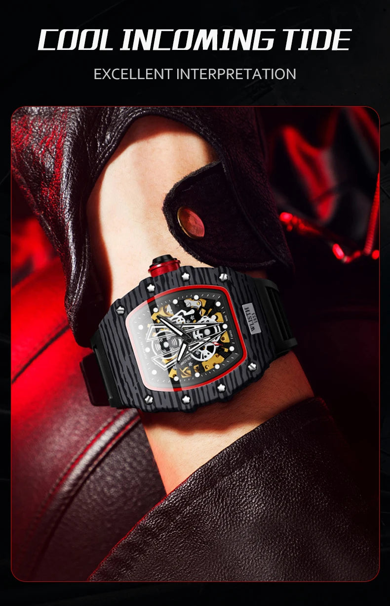 Automatic Watch Mechanical Watches for Man Barrel Type Mechanical Watch Men Waterproof Luminous Business Men Montre Homme
