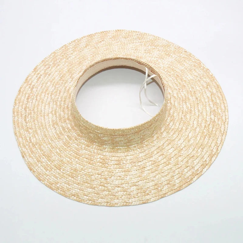 Summer Empty Top Round Sun Hats for Women Elegant Wide Large Brim Beach Straw Hat Casual Panama Caps Uv Protection Cap Sombrero
