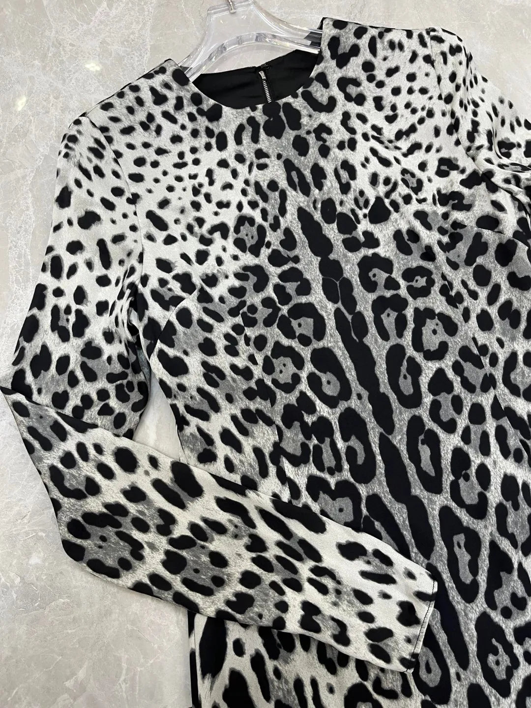 Elegant Women's Party Dress 100% Silk | Luxury Designer Black Leopard Print Midi | Evening Cocktail Gown | Spring 2025 Runway