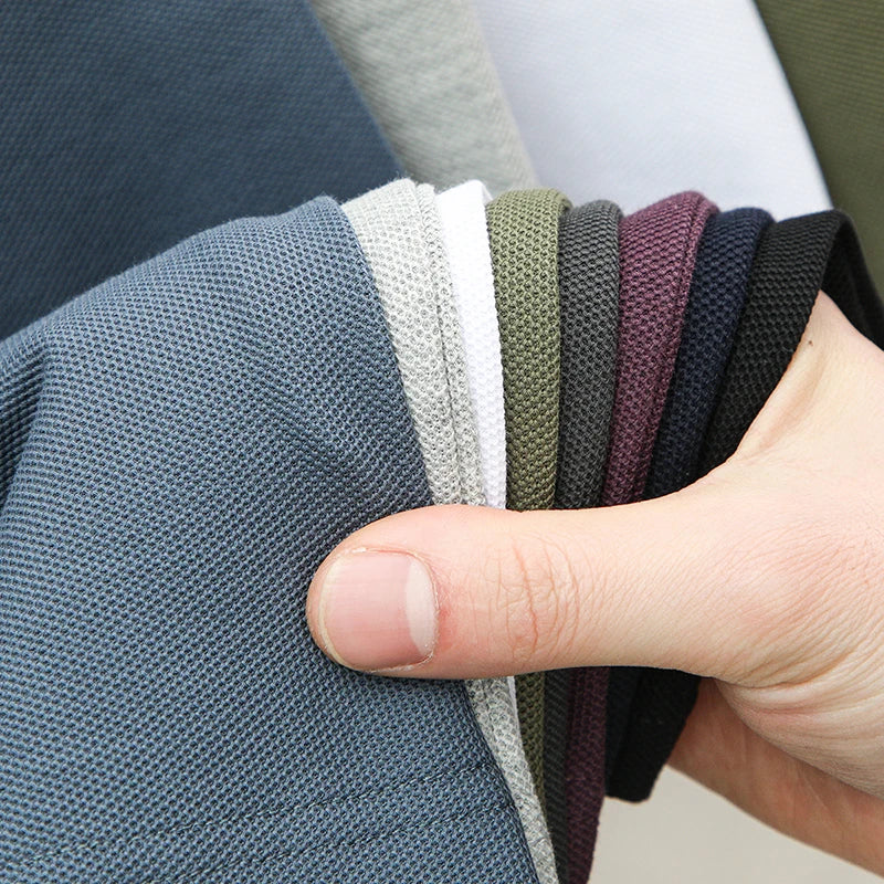 100% pure cotton men's short sleevedsolid color T-shirt summer new luxury brand business casual exquisite embroidery polo shirt