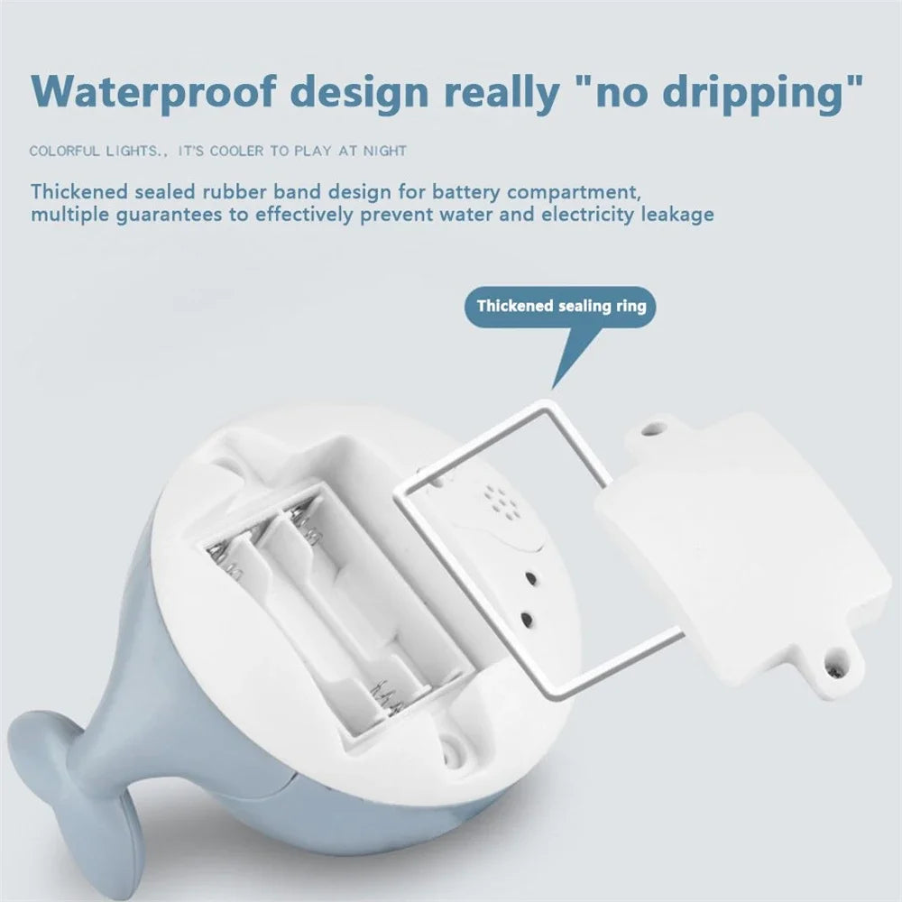 Waterproof Baby Bath Toys Whale Automatic Bathroom Toy Sprinkler Glowing LED Light toy,kids Infant Swim Pool Bathroom Toys Gifts