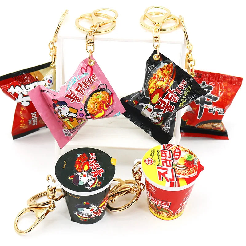 Fun Simulation Instant Noodles Keychain Korean Food Bag Pendant Turkey Noodle Creative Bag Accessories Christmas Gift