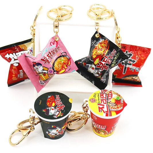 Fun Simulation Instant Noodles Keychain Korean Food Bag Pendant Turkey Noodle Creative Bag Accessories Christmas Gift