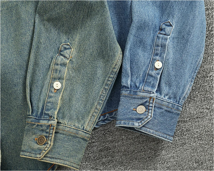 Spring Autumn New American Retro Long-Sleeve Lapel Solid Color Denim Shirt Men's Fashion 100% Cotton Washed Old Casual Blouses