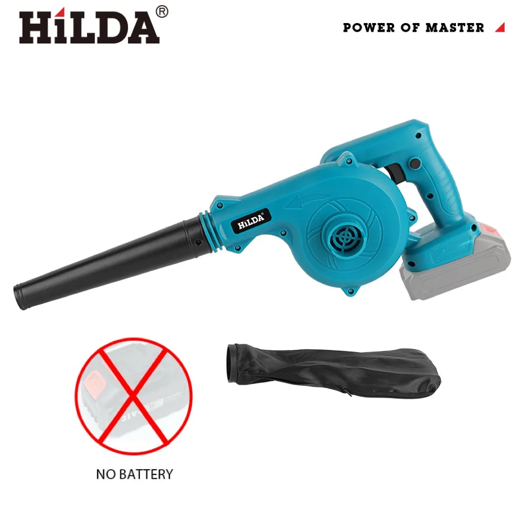 HILDA Cordless Electric Blower Blue Turbo 2-in-1 Blowing And Suction Machine Handheld Leaf Vacuum Cleaner For Makita 18V Battery